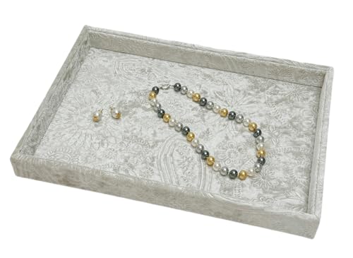 AgentMoon Jewelry Tray or Trinket Tray.Bedside Makeuop Remover Organizer for Earring Eyeglasses Phone Watch Bracelet Keys.Luxury Extra Velour Full Wrap.(Embossing Griege) - color: Embossing Griege
