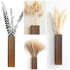 Wall Vase Set of 4 – Wooden Hanging Vases with Pampas Grass & Eucalyptus Dried Flowers – Modern Farmhouse Home Decor for Living Room, Entryway, Bathroom, Hallway & Dining Room - style: B