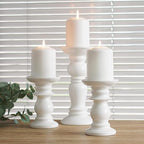 Hosley Set of 3 Ceramic White Pillar Candle Holders Two 6 inch and One 9.5 inch High Ideal for LED and Pillar Candles Gifts for Wedding Party Home Spa Aromatherapy Votive Candle Gardens - color: 1-white