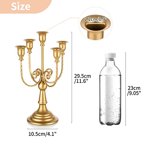NUPTIO Gold Candelabras Candle Holder Set of 2 Metal Candelabra Centerpieces 5 Branches Candle Stick Stands Candleholder Fireplace Wedding Reception Antique Decorative Dinning Table Christmas - color: 5-arms Gold, size: 2 Pcs