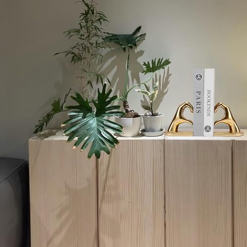 Steviieden Decorative Bookends, Solid Hearthands Sculpture Book Stopper Decor Book Holder for Shelf Home Office Bedroom Living Room (Gold) - color: Gold