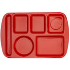 G.E.T. 6 Compartment School Cafeteria Tray, Left Handed, 10" x 15", Red (4 Pack) - color: Red, size: 10" x 15", style: 4 Pack Left Handed Trays