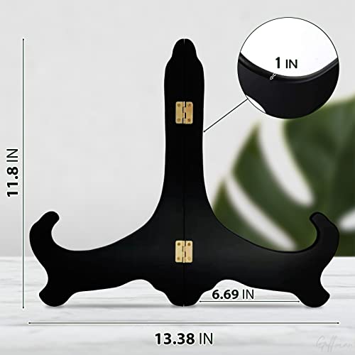 Guffman 12 Inch Wooden Display Stand - Black Wood Plate Stand Frame - Decorative Plate Holders Stands for Display Pictures, Cookbooks, Home, Birthday, Party, Table Easel Display
