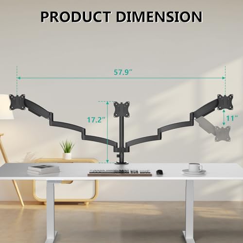 WALI Triple Monitor Mount, 3 Monitor Desk Mount for Screens 13-33 Inch, Multiple Monitors Stand with Tilt, Swivel, Rotation, Mounting Holes 75/100 mm, Black - size: 13"-33", style: Triple Arms