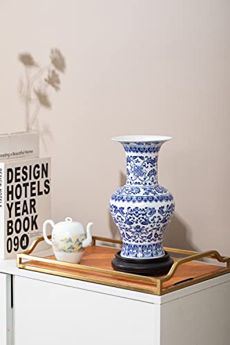 Blue and White Vase, Blue Vase, Chinoiserie Vase, Blue and White Ginger Jar Vase for Home Decor, Blue and White Porcelain Decor,10 "H - size: Blue 10"H