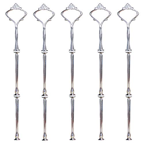 3 Tier Cake Stand Hardware Kits Heavy Duty for Tiered Fruit Cake Plate Stand Stable Handle Fitting Hardware Rod Cupcake Holder Support Silver Crown 5 Sets（Plate not Included） - color: Silver