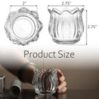 Elsjoy Set of 12 Tulip Glass Votive Candle Holders, Decorative Tea Light Candle Holders, Clear Glass Flower Tealight Candle Holder for Table Centerpieces, Wedding Decor