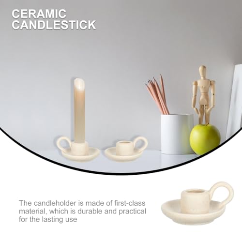 IMIKEYA Set of 2 Ceramic Candle Stands Nordic Design for Home Decor Wedding Banquet