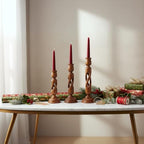 Wooden Candle Holder Set of 3 Pcs - Living Room Decor for Elegant Home Ambiance - Handcrafted Rustic Candle Holders for Holiday Table Centerpiece and Sister Gifts Ideas (Jali)