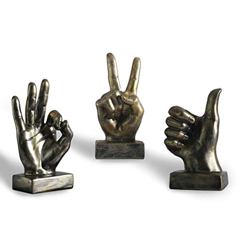 Nice purchase Hand Finger Gesture Desk Statues Fingers Sculpture Creative Home Living Room Cabinet Shelf Decoration (Thumbs-up in Silver) - color: Thumbs-up in Silver