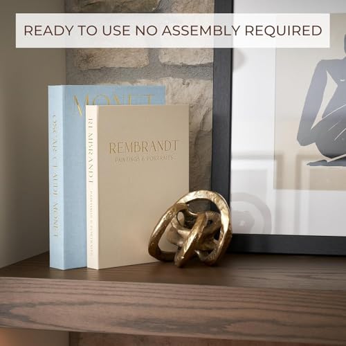 Beautiful Decorative Books - Set of 2 Linen Boxes Enhance Your Coffee Table, Bookshelf or Mantel Decor - Stylish Fake/Faux Books for Modern Home Decoration, Photo Storage and as a Keepsake Box - color: Blue-beige