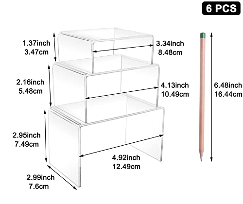 Cerpourt 2 Sets Acrylic Display Risers(3",4",5") Clear Product Stand,Cupcakes Holder Dessert Transparent Showcase Stands, Candy Bar Risers, Lifts for Figures