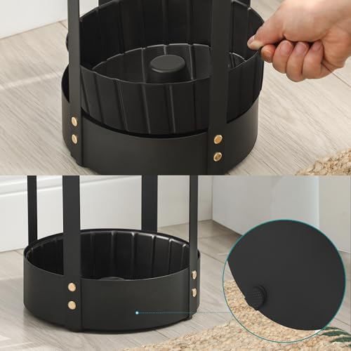 SONGMICS Umbrella Stand, Steel Round Umbrella Holder Rack, 6.9 x 6.9 x 19.3 Inches, with Detachable Drip Tray, for Entryway, Office, Stable, Assembly Required, Matte Black ULUC029B01 - size: 6.9"D x 6.9"W x 19.3"H