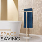 KOKOSIRI Standing Towel Rack for Bathroom Floor 2-Tier Towel Holder Free Stand with Heavy Marble Base Thicken Steady Champagne Bronze Stainless Steel THS0005-CPG - color: Champagne Bronze