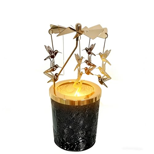 kingnero Lavender Scented Candle 6.3 oz/180ml, Carousel Rotary Candle Holder Spinning Tea Light Birthday Gifts for Women, Mom, Wife, Girlfriend, Sister, Female Friends, (Swallow) - color: Swallow