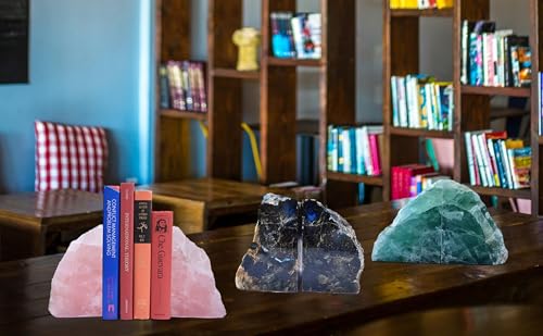 Rose Quartz Bookends Heavy Duty Pink Healing Crystal Stone Book Holders Decorative Book Ends Office Home Decor Small 1 Pair 3-4 Lbs - color: Rose Quartz, size: 3-4 pound