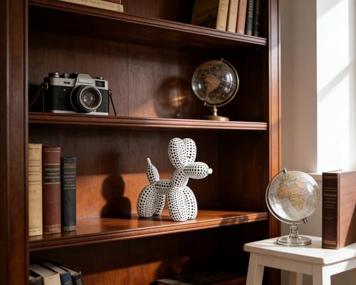 Balloon Dog Statue Decor Polka Dot Dog Cool Stuff to Put on Shelves, White Balloon Dog Statue Decoration Fun Paperweight, 5 inch Versatile Color Options - color: White