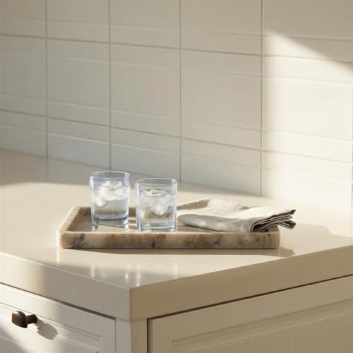 Bloomingville Rectangular Marble Tray, Beige