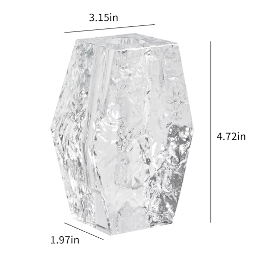 Glacier Series Crystal Vase 4.7-inch High, Modern Crystal Home Office Decor for Living Room Dining Table Centerpieces, Birthday and Wedding - size: Small
