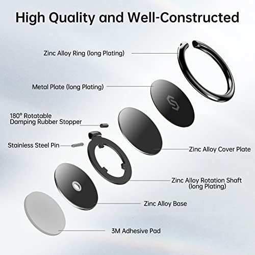 Syncwire Cell Phone Ring Holder Stand, 360 ° Rotation Finger Ring Kickstand Polished Metal Phone Grip Compatible with iPhone, Samsung, LG, Sony - color: Black, size: 1 Pack