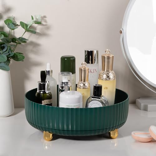 Anyoifax Makeup Perfume Organizer Tray 360 Degree Rotating Lazy Susan Skincare Lotion Organizer Spinning Cosmetics Storage for Dresser, Vanity, Bathroom Countertop, Large Teal Green - color: Teal Green, size: 11 "