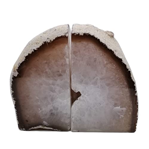 Natural Agate Bookends Pair - 3-4 lbs Heavy Duty Non-Slip Stone Bookends for Shelves | Unique Decorative Book Ends Gift | Home Office Decor - color: Nature, size: 3-4LBS