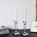 kitCom Crystal Candle Holders Set of 2, 8.27" Tall Crystal Candlestick Holders, Candlestick Holders Taper Candle Holders for Table Wedding Housewarming Gifts Decor - size: 8"