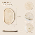 Natural Travertine Tray,Marble Ring Dish for Bathroom,Special-Shaped Jewelry Tray,Dressing Table, Bedside Table,Home Decor,Beige Large (NS030) - size: 10.2" x 7.1" x 0.6"