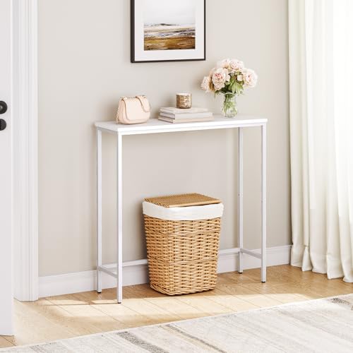 HOOBRO Narrow Console Table, 29.5" Small Entryway Table, Thin Sofa Table, Side Table, Display Table, for Hallway, Bedroom, Living Room, Foyer, White WW75XG01 - color: White