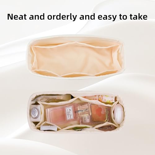 DGAZ Purse Bag Organizer Insert, Silk, Luxury Handbag Tote in Bag Shapers, Fits Kelly mini I/mini II /20/25/28/32/35/40 Bags (Craie, KL25) - color: Craie, size: KL25