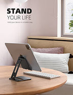 Lamicall Adjustable Tablet Stand Holder - Foldable Phone Dock, 360°Rotating Desktop Tablet Mount Gifts, for 4.7-13" Tablets, iPad Pro 11, 12.9 Air Mini, Tabs, Kindle, iPhone Air 17 Pro Max, Black - color: Black