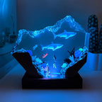 Handmade 3D Ocean Resin Lamp - USB Powered Resin Ocean Night Light with Wooden Base, Variable Lights, Scuba Diver Gifts, Diving Enthusiast Collectibles, Unique Thanksgiving Day and Christmas Gifts - color: Scuba Diver-2, size: L