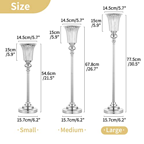 NUPTIO Centerpiece Vase Tall Wedding: 2 Pcs 30.5" Silver Flower Stand for Table Metal Trumpet Vase for Party Decorations - color: Silver, size: 2 x l