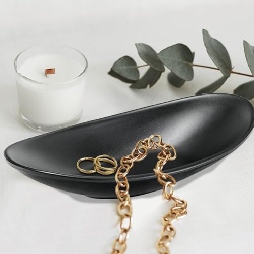 Binoster Black ring jewellery tray organiser tray, dresser decor key flat jewellery bowl decorative oval dish - color: Oval