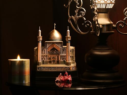 Islamic Home Decoration, Muslim Table Art Decor, Imam Ali (AS) Holy Shrine Replica Model, Najaf, Iraq, Rajab Eid Gifts for Muslim, Bookend, Islamic Decor, Size: Large, Color: Gold