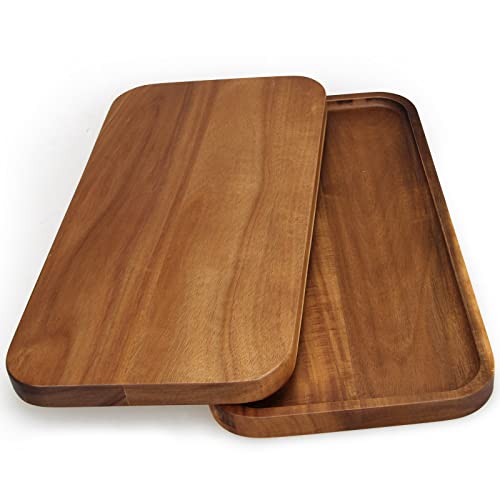 16" x 8" Large Wooden Serving Tray for Decor Party Charcuterie Boards Rectangular Acacia Wood Dessert Platters Rectangle Cake Dessert Plates Food Cheese Platter Board Snack Kitchen Dishes Tray - size: 16" x 8"