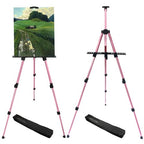 RRFTOK Artist Art Painting Easel Stand, Aluminum Metal Adjustable Easel for Painting Canvases Height from 17 to 66 Inch,Carry Bag for Table-Top/Floor Drawing,Painting and Displaying(2pack,Pink) - style: 66Pink 2-pack