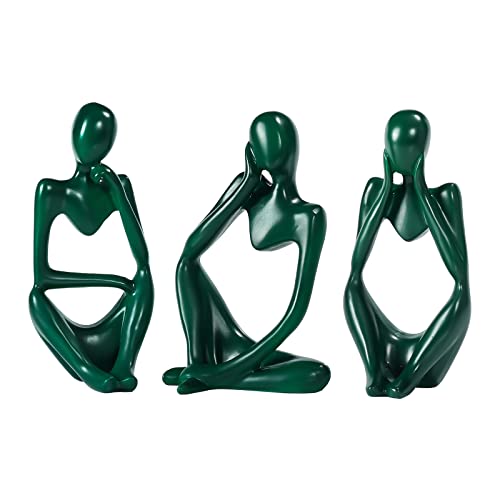 BMLCGJ Thinker Statue Gold Decor Abstract Art Sculpture, Golden Resin Collectible Figurines for Home Living Room Office Shelf Decoration,Great Gift Ideas (Green) - color: Green