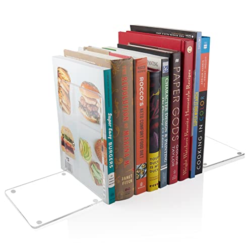 Acrylic Bookends, 2 Pairs of Clear Invisible Ends for Shelves, 4mm Heavy-Duty Non-Skid Holders for DVDs, CDs, Video Games, and Books. Stoppers for Home, Office, or Library Organization (Clear) - color: Clear