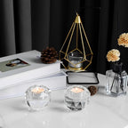 Kitcom Crystal Tealight Candle Holders Pack of 2 for Party Dinner Table Home Decor Hand Cut W2.7'' X H2.3'', Comes with Gift Box - size: W2.7''×H2.3''