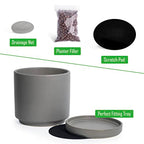 D'vine Dev Set of 2 Plants Pots, 6 Inch Ceramic Planter Pot for Plants with Drainage Hole and Saucer, Speckled Grey, 94-V-C-3 - color: Gray, size: 6 Inch