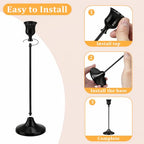 6Pcs Candlestick Holders, Metal Taper Candle Holder, Black Candle Holders for Pillar Candles, Candle Holder for Wedding Fireplace Mantel Housewarming Gift - color: Light-black