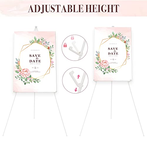 Easel Stand for Wedding Sign & Poster - 63" Display Easels with Adjustable Metal Frame - White - style: White