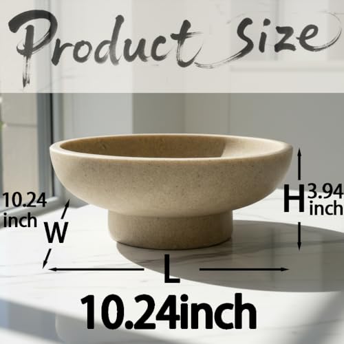 10" Large Decorative Bowl decor - Decorative Bowls for Home Decor,Modern Home Decor,Ruffle Decor key bowl,bowl for keys,Artificial Stone Beige - color: 10.24"Beige