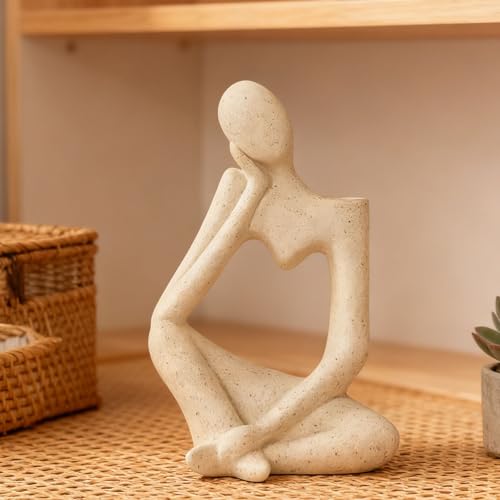 Arawat White Thinker Ceramic Flower Vase for Home Decor Modern Cute Boho Vases for Table Room Decor Unique Aesthetic Vase Ceramic Decorative Vases for Centerpieces Birthday Gifts for Women Men - color: # B Beige Ceramic Flower Vase for Room Decor
