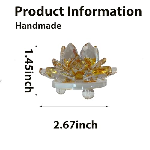 Crystal Figurine Flower Decor Glass Ornaments Transparent Crystal Figurine for Home,Office,Gift Decoration(Yellow) - color: Yellow