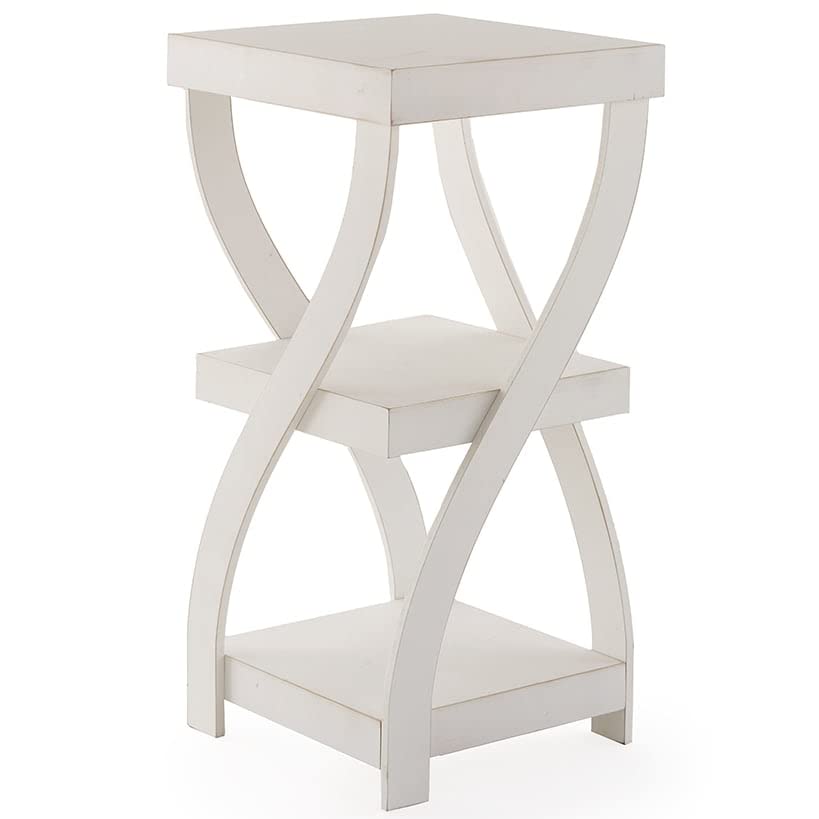 The Lakeside Collection Distressed Twisted Wood Accent Table - Distressed White - color: Distressed White
