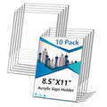 Acrylic Sign Holder 8.5x11 Inches, 10 Pack Clear Plastic Table Flyer Display Stand, L-Shape Vertical Menu Paper Holder Stand, Clear Picture Photo Flyer Display Stand for Restaurants, Store Fair,Office - size: 10 Pack-L Shape-8.5X11