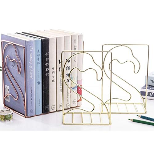 Creative Minimalist Style Bookends Metal Adjustable Books Holder Stand Book Rack Desk Bookend - Flamingo, Gold - color: Flamingo, Gold