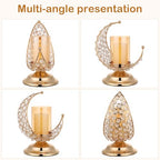 VALICLUD Ramadan Candle Holder Moon Shaped Candlestick 9.25X7.67X5.51In Iron Metal Tealight Holder for Eid Mubarak Home Decor Party Table Ornament